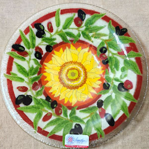 Peggy Karr Glass Fused Art Glass Tuscan Villa Winery Bowl Artist Signed 8.5"